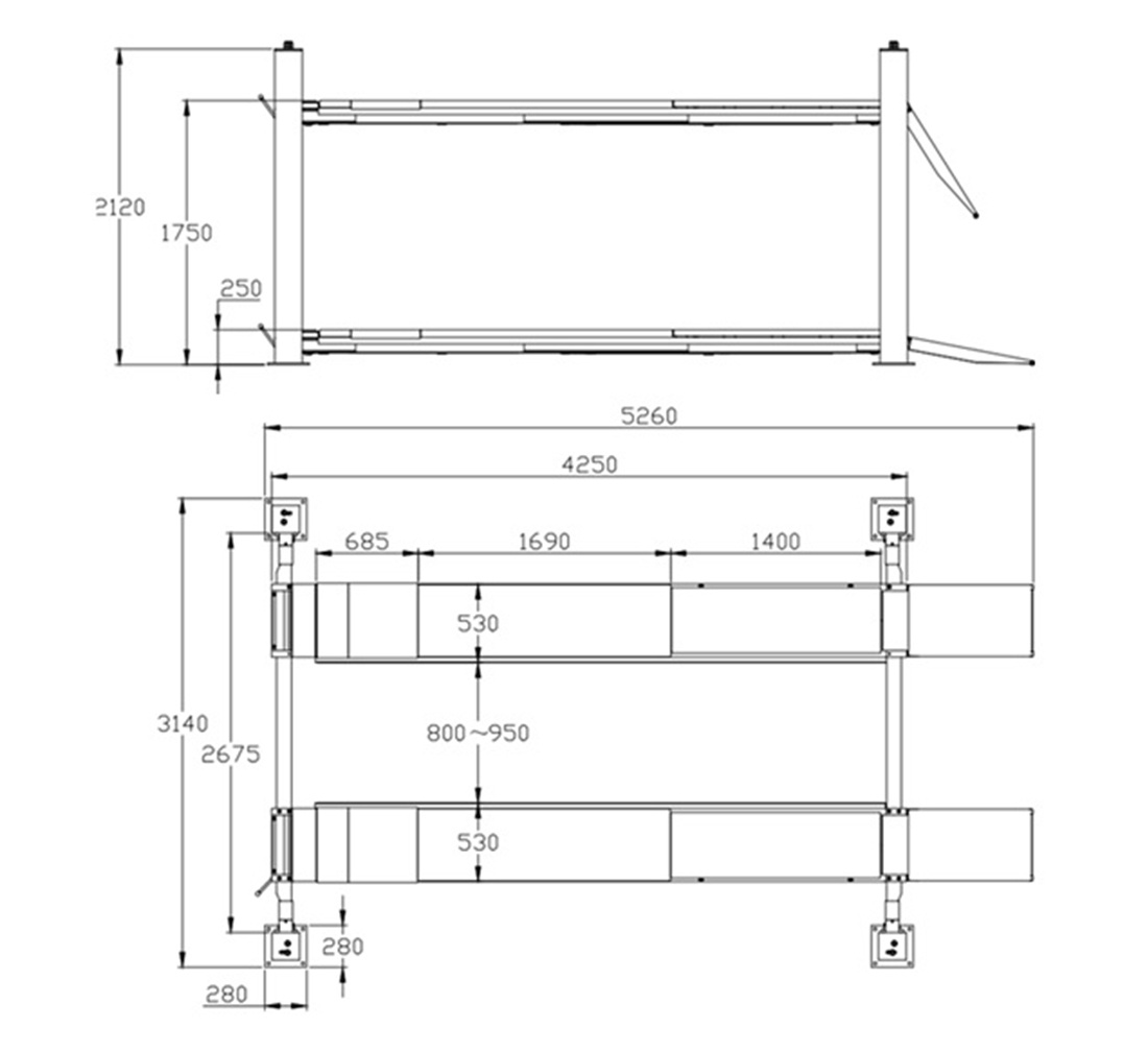 Lift semi-automatique à quatre poteaux 4T / Géométrie L-420 – Image 10