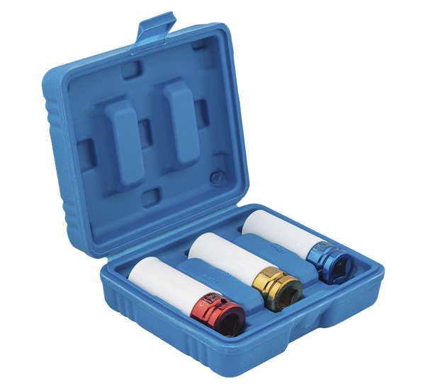 Jeu de douilles de puissance avec protection | 12,5 mm (1/2") | 17 / 19 / 21 mm | 3 pièces